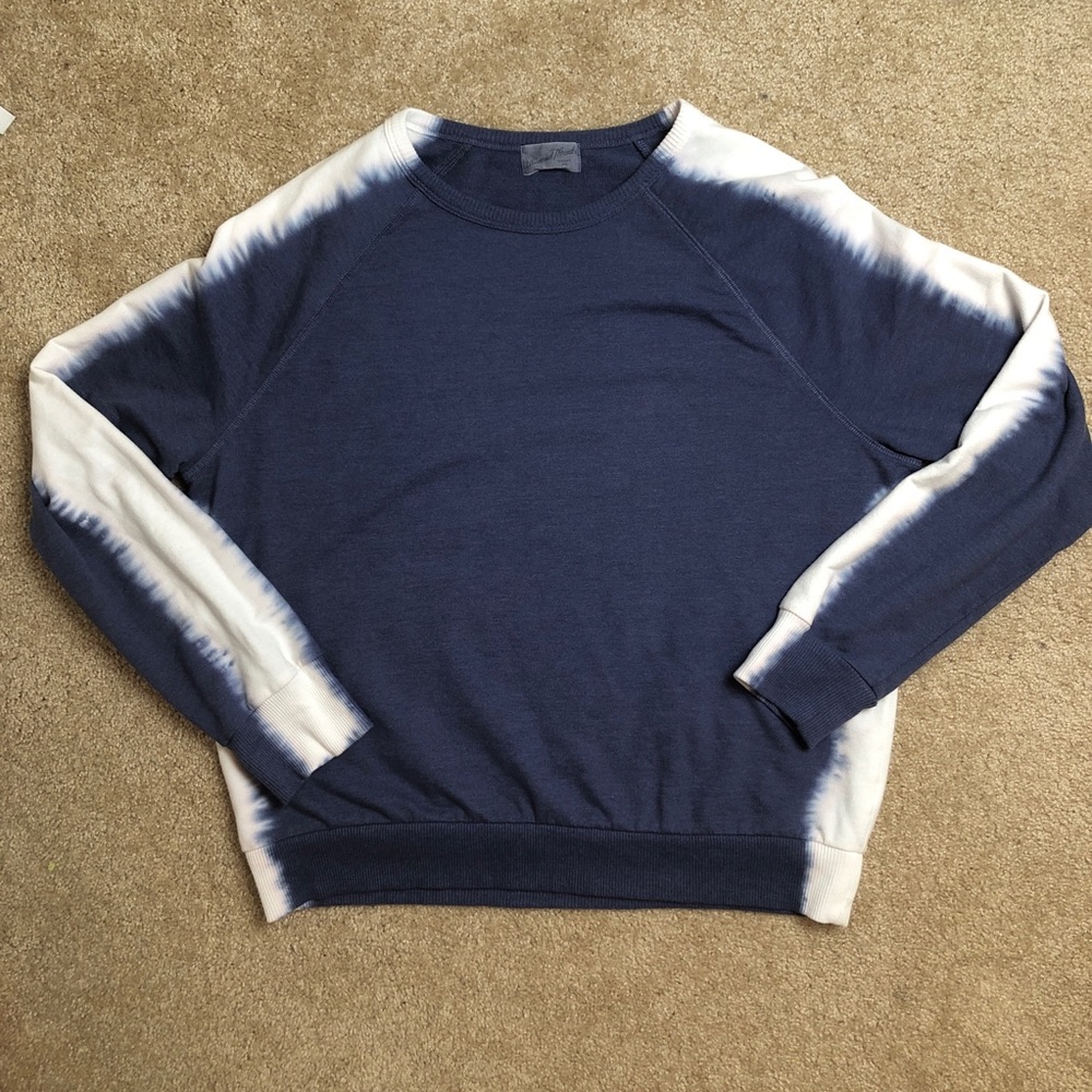 Universal Thread Sweatshirt. Blue with white tie dyed stripe on sleeve and sides